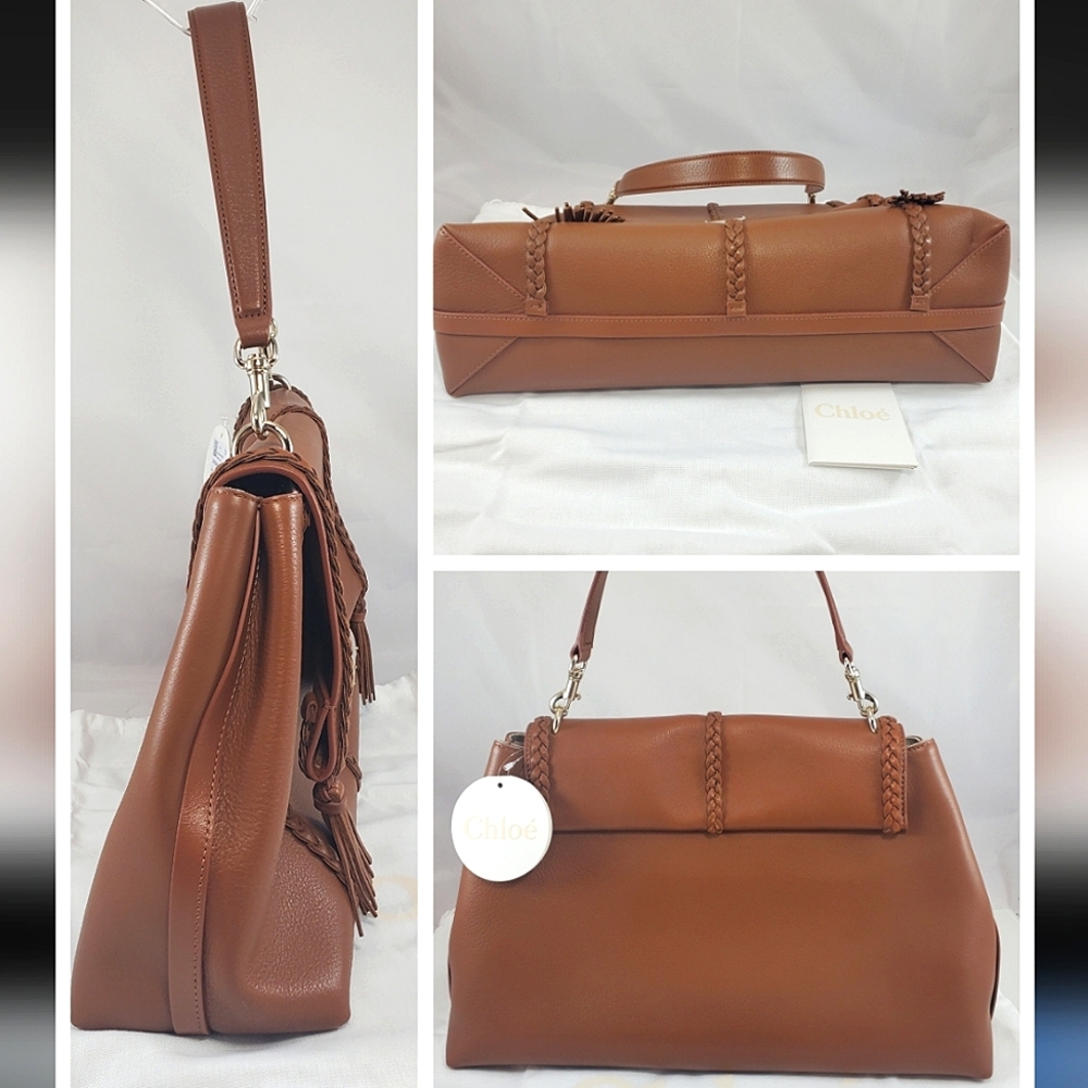 NWT$3,650 CHLOÉ Penelope Large Caramel Brown Leather Shoulder Bag - Picture 8 of 16
